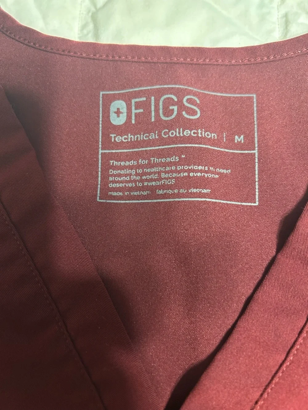 Figs Women's Scrub Set - Burgundy Top & Pants - Picture 3 of 6